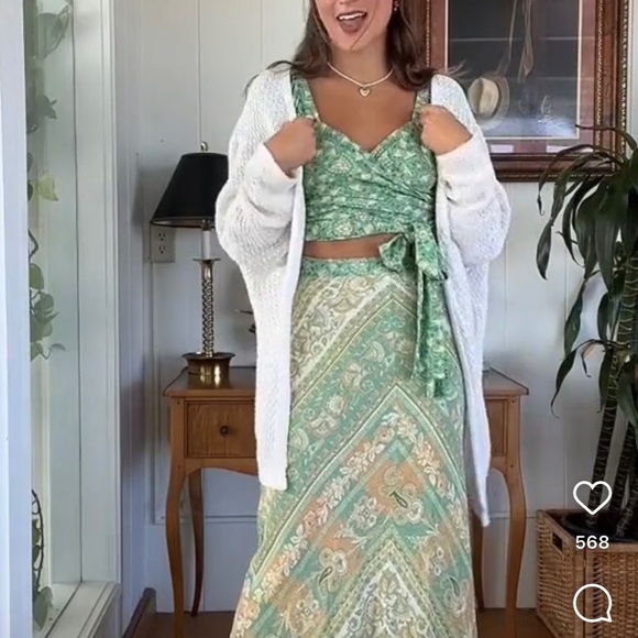 Spell & the Gypsy collective Madame Peacock Sweetheart blouse emerald size M NWT - Picture 5 of 17